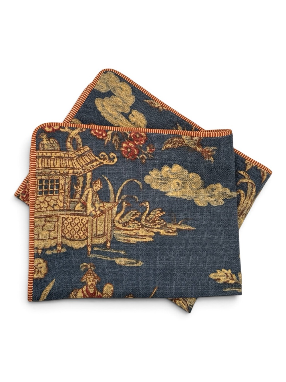 Silk Road Blue Cotton Jacquard Pillow Sham Chinoiserie Print 2 Standard/King